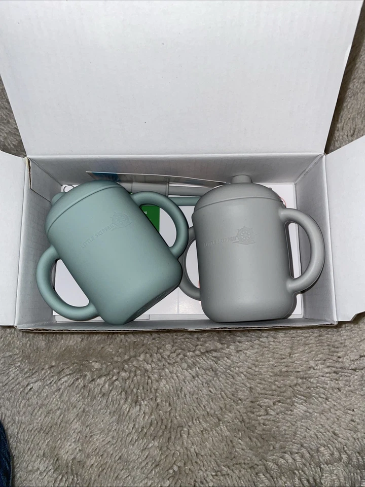 Taza de bebé de silicona con pajita para dentición y tapón de paja incorporado 2 juegos completos Foto 1 de 4