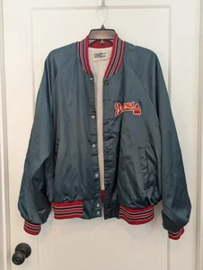 Vtg. Atlanta Braves Baseball MLB Jacket XL USA Made Chalkline Navy Red Sports - Picture 1 of 19