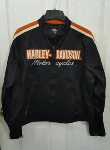 Giacca di nylon Harley-Davidson nera e arancione RN 103819 CA 03402 da donna taglia XL - Foto 1 di 10