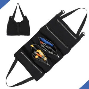 Multi-Purpose Tool Roll Up Pouch Waxed Canvas Storage Pouch Rolling Tools Bag - Picture 1 of 6