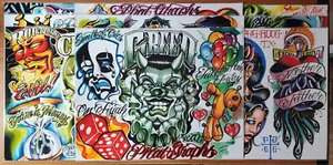 Lot Of 9 PREMIUM Boog From The Streets With Love Gangsta Tattoo Flash Sheets - Picture 1 of 13