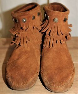 Bottines boots à franges femme MINNETONKA daim marron 9,5 US 7,5 UK 41,5 EUR 