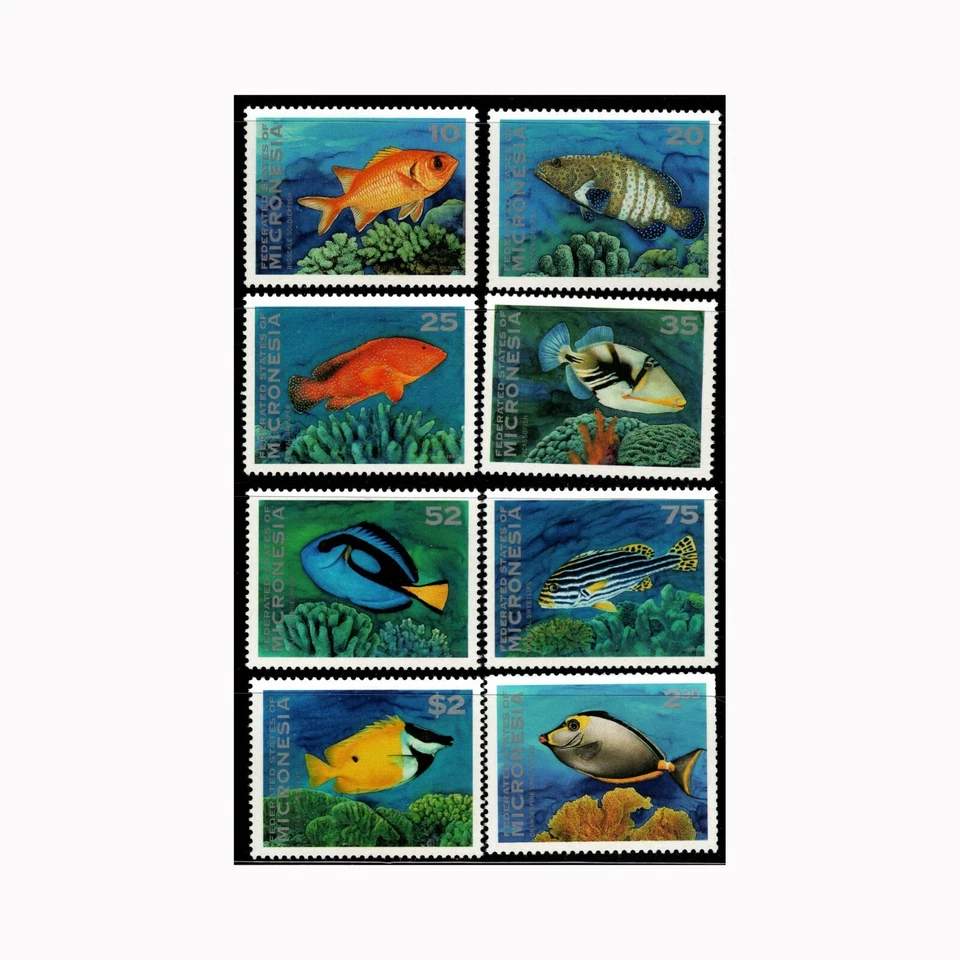 GTSTAMPS, Micronesia, Sc #156~167, MNH, 8 SELLOS, 1993, PECES, VIDA MARINA Foto 1 de 1