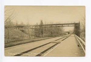 Brookline MA Railroad Station Foot Bridge RPPC Postcard - Picture 1 of 1