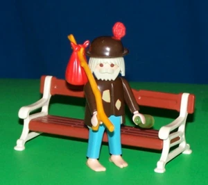 Playmobil vittoriano vagabondo hobo bum con panca, bottiglia di vino, sacco rosso lotto villa - Foto 1 di 5