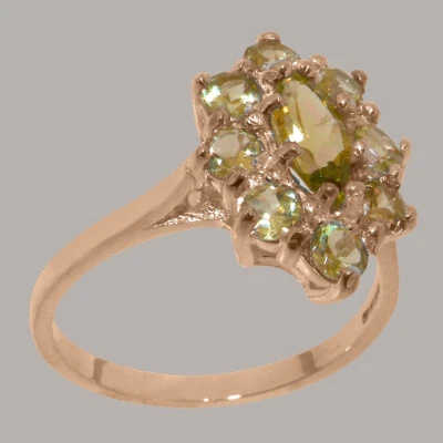 Solid 9k Rose Gold Natural Peridot Womens Cluster Ring - Sizes 4 to 12 - Image 1 of 4