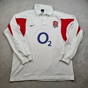 England Rugby Shirt Large White Home Kit 2005 2006 2007 Nike Jersey Long Sleeve