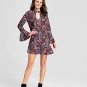 Xhilaration Women's Dress Floral Print Cut-Out High Neck Navy Size XS/S/M/XL - Picture 1 of 2