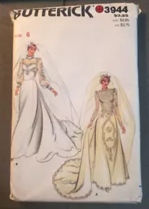 Vtg Butterick Wedding Dress Pattern 3944 Size 6 Uncut (C6B5).................... - Picture 1 of 3