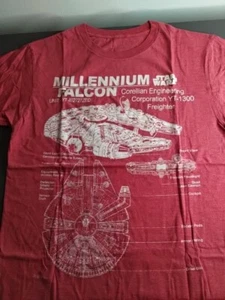 Star Wars Shirt Size M/L Millennium Falcon Blueprint - Picture 1 of 1