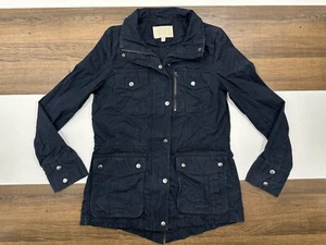 Chaqueta de campo Banana Republic para mujer S azul marino con cremallera a presión abrigo de algodón - Imagen 1 de 9