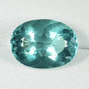 11,08 ct SELTEN GLÄNZENDER FEINER GRÜNLICH BLAUER NATÜRLICHER FLUORIT oval siehe Vdo PK - Bild 1 von 2