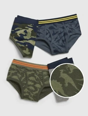 Gap Kids Boys Underwear Briefs CAMO CAMOFLAGE DINO Pack 4 XL X-LARGE 12 NEW - Image 1 of 2