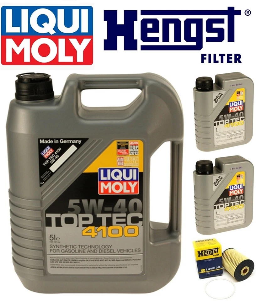 Kit de cambio de aceite LIQUIMOLY TopTech 4100 5W-40+Filtro Hengst E1001HD28 ver montaje Foto 1 de 4