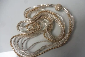 Nobile Catena, Collana IN 4 Fili, Con Chiusura Magnetica, 925 Argento Dorato - Foto 1 di 5