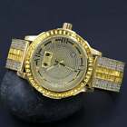 18K Canary Gold Tone Genuine Diamond Dial Roman Dial Stainless Steel Bezel Watch