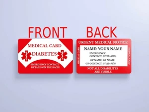 Diabetes Awarenee - Arztausweis - PVC (Kunststoff) - personalisiert - versteckte Behinderung - Bild 1 von 1