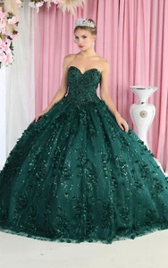 Vestido de baile Layla K LK190 con apliques florales corsé sin tirantes quinceañera - Imagen 1 de 7