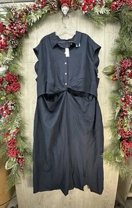 Old Navy Waist Cutout Maxi Shirt Dress Size 4X Womens Blue Twist NEW With Tags - Picture 1 of 10
