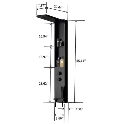 HOMEMYSTIQUE Shower System with Rainfall and Waterfall Head, 2-Shelves in Matte - Image 1 of 4