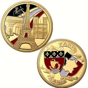 Pièce de monnaie de collection souvenir de voyage Paris Tour Eiffel - Photo 1/6