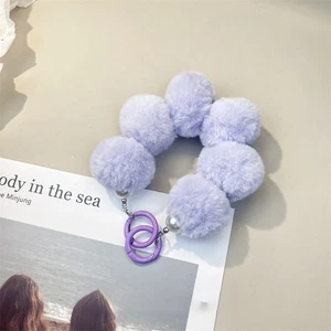 Colorful Plush Ball Chain Phone Case Decoration Bag Pendant Cute Keychain Gifts - Picture 1 of 25