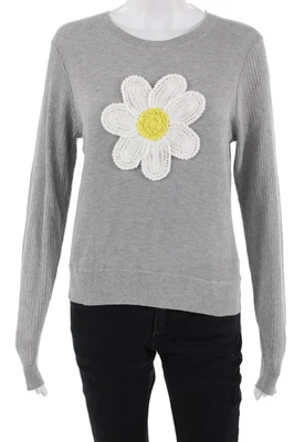 Suéter Pullover Algodón Para Otoño Cachemira Unisex Gris Floral Cuello Redondo Talla M Foto 1 de 4