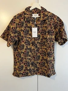 Wax London Men's Didcot Jacquard Vacation Shirt Mustard Multicolour BNWT MEDIUM - Picture 1 of 11