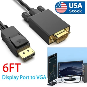 Converter Video Display Port to VGA Cable Adapter HDTV PC Monitor Desktop Laptop - Picture 1 of 8