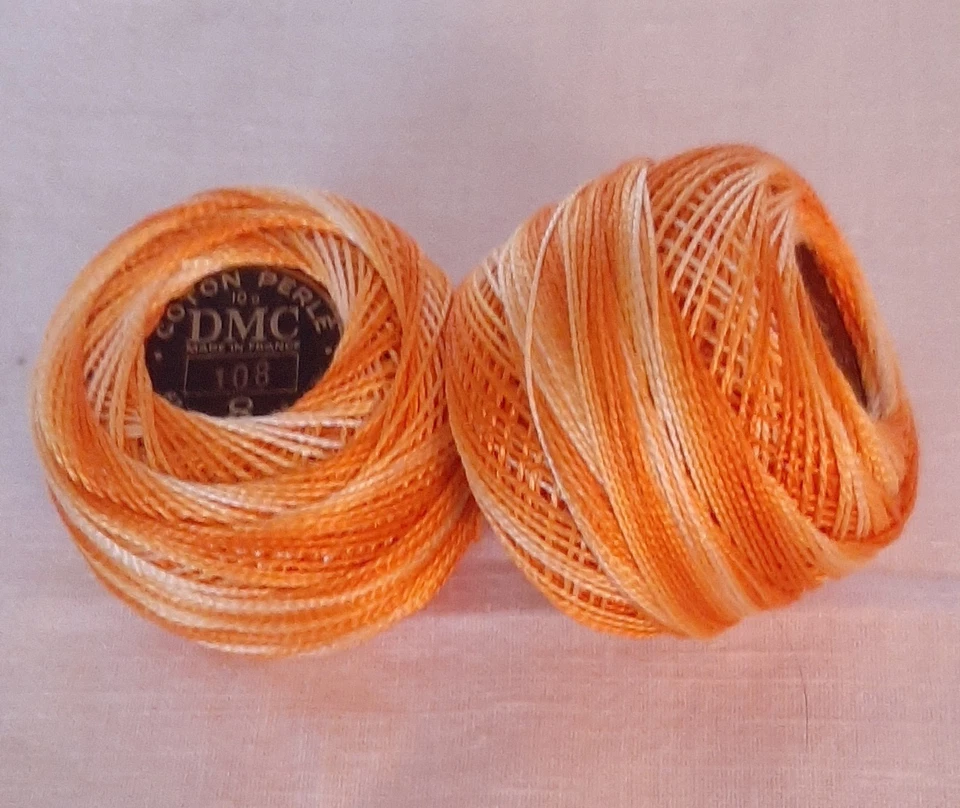 2 DMC Perle Cotton Thread Balls 10g Size 8 100% Cotton VARIEGATED ORANGE - Image 1 of 1
