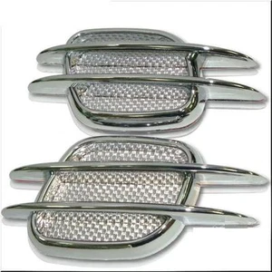 CAR FENDER AIR FLOW DECORATION VENT COVER SILVER CARBON CHROME X 2 PIECES - Picture 1 of 3