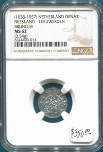 NETHERLANDS - FANTASTIC HISTORICAL DENAR FRIESLAND-LEEUWERDEN NGC GRADED MS 62 - Picture 1 of 4