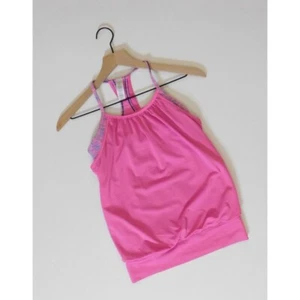 Girl’s IVIVVA by Lululemon Double Dutch Layered Pink Tank Built In Bra Size 12 - Picture 1 of 10