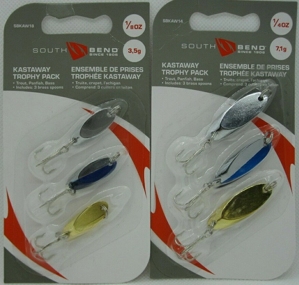 2 - Paquete de trofeos SOUTH BEND KAST-A-WAY - 3/paquete - 1/8 oz. & 1/4 oz. - ¡Tres colores! Foto 1 de 1