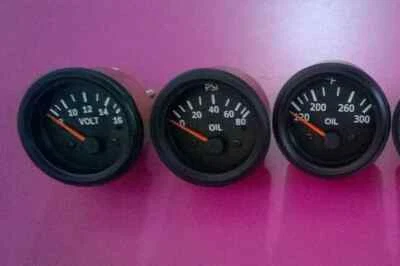 52 mm 2" Elec Oil Press 80 psi Oil Temp Volt Gauge-Black Bezel - Image 1 of 4