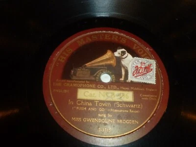 MISS GWENDOLINE BROGDEN - In China Town - UK 2-track 10" Vinyl 78 LP  - Image 1 of 3