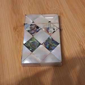 Antique Mother of Pearl & Abalone Visiting Card Case - Imagen 1 de 9