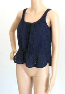 ABERCROMBIE & FITCH Embroidered Eyelet Lace Blue Boho Peasant Floral Tank M EUC - Bild 1 von 8
