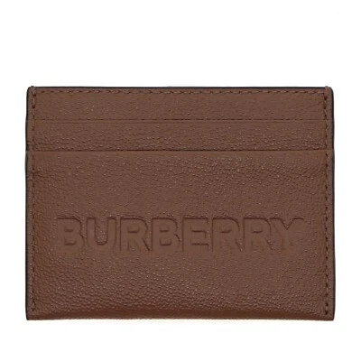 Burberry Sandon Tarjetero Cartera Logotipo Repujado Cuero Tostado Nuevo Foto 1 de 4