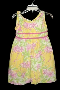 EUC Lilly Pulitzer Mädchen Garden Vista gelb & rosa Elefant Sommerkleid Größe 3T - Bild 1 von 5