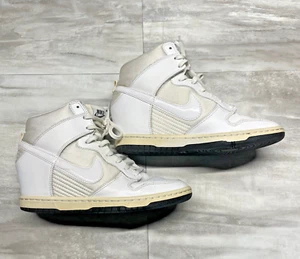 Nike Dunk Sky Hi Hidden Wedge Heel Womens Size 7.5 Sneakers White Leather - Picture 1 of 14