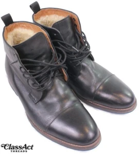 ALDO Boots Mens Size 8 (EU 41) Black Leather Fur Lined - Picture 1 of 7