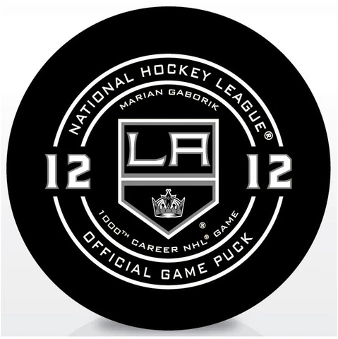 Marian Gaborik #12 Los Angeles Kings 1000th Career NHL Official Game Puck w/cube Cover