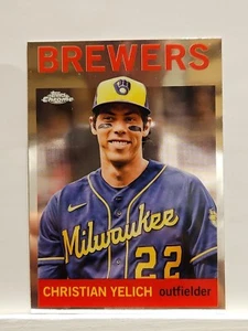 Tapas cromadas Topps 2023 exclusivo de Mitchell Ness Christian Yelich #64-6 Brewers - Imagen 1 de 2