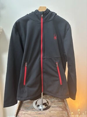 CHAQUETA ABRIGO CON CAPUCHA SOFTSHELL CREMALLERA COMPLETA SPYDER GRANDE PARA HOMBRE Foto 1 de 4