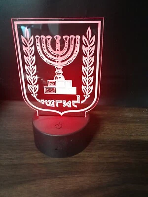 Настольный знак с подсветкой по краям, разноцветный светодиодный, ночник герб Израиля - Изображение 1 из 4