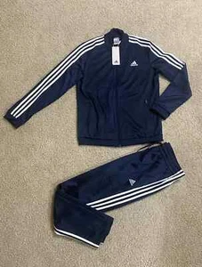 Adidas Womens 3 Stripes Tricot Tracksuit NWT Jacket & Pants Set Legend Ink Blue - Picture 1 of 4