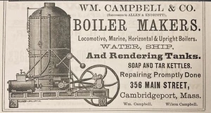 1883 AD(N18)~WM. CAMPBELL CO. MAIN ST. CAMBRIDGEPORT, MASS. BOILER MAKERS - Picture 1 of 1