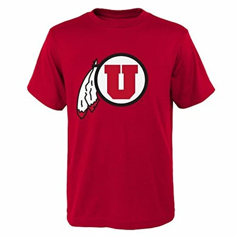 NCAA Utah Utes Primary Logo RP Short Sleeve Tee, Medium (10-12), University Red Cover