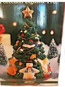 Holiday Seasons Vtg. Hand painted Porcelain Lighted Tree, 9" Tall - Picture 1 of 8